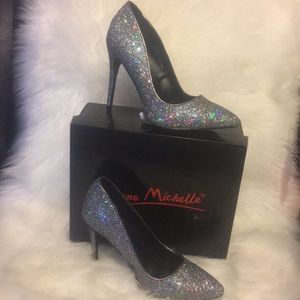 Glitter heel silver (size 8)